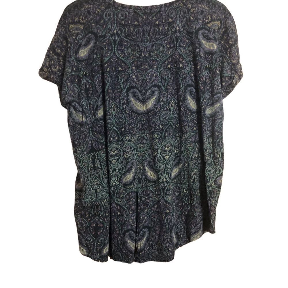 Lucky Brand Artisy Boho Blouse With Rolled Cap Sleeves And Round Neck. Size 2X - Picture 6 of 6